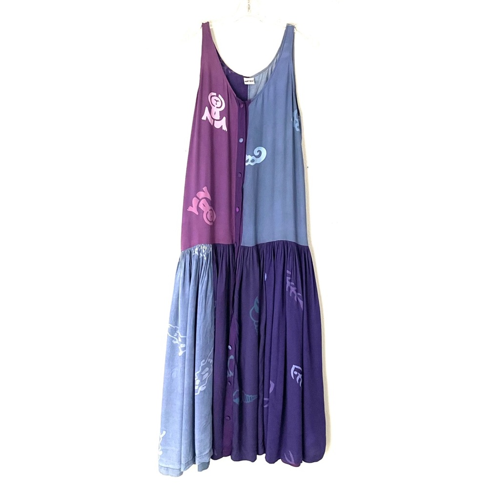 VTG Mara Madé 90s Flowy Rayon Batik Dress Earth Mama Fertility Goddess Dress M/L